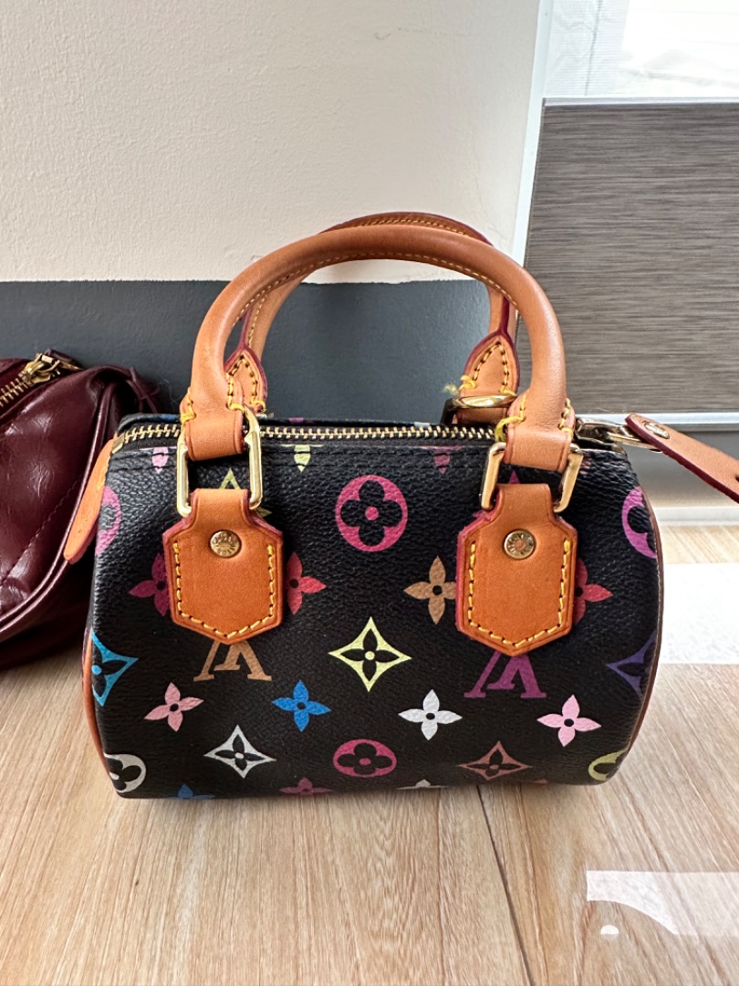 LV Nano Speedy White Multicolor Bag, Luxury, Bags & Wallets on Carousell
