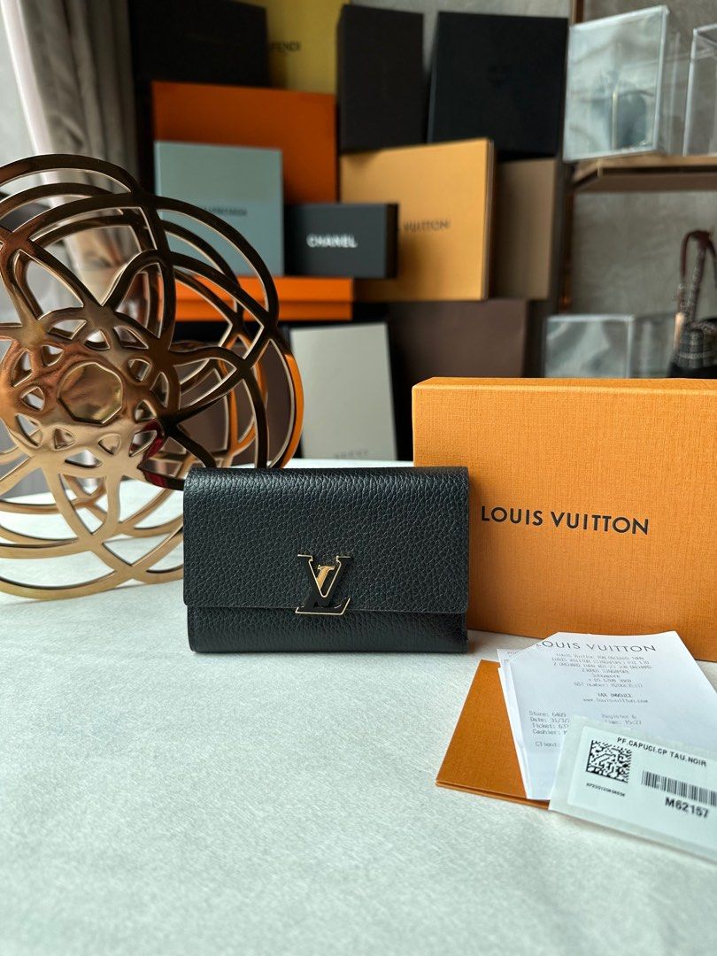 Louis Vuitton, Bags, Authentic Louis Vuitton Capucines Compact Wallet  Marine Rouge