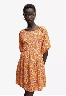 MANGO Tie-Back Floral Dress