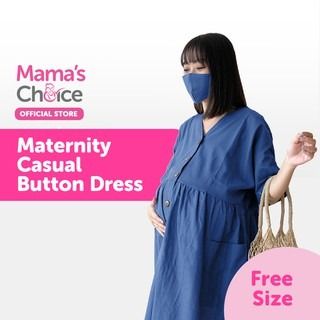 Maternity Casual Button Dress Maternity Dress Short Sleeves