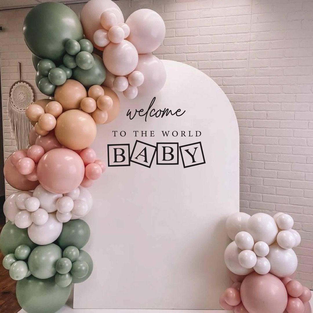 Minimalist Foamboard Arch Backdrop Setup with Balloon Garland, Hobbies