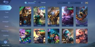 ML ACCOUNT FOR SALE  k gusion, and hero skin lancelot