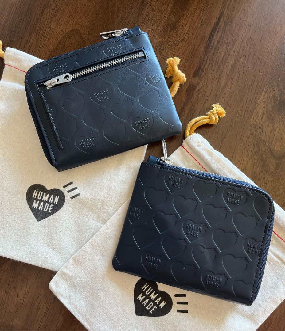 HUMAN MADE LEATHER ZIP WALLET NAVY-