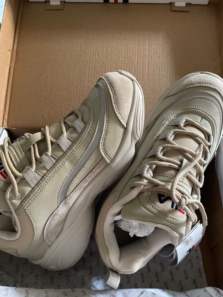 New Fila Ray Run Beige Women s Fashion Footwear Sneakers on