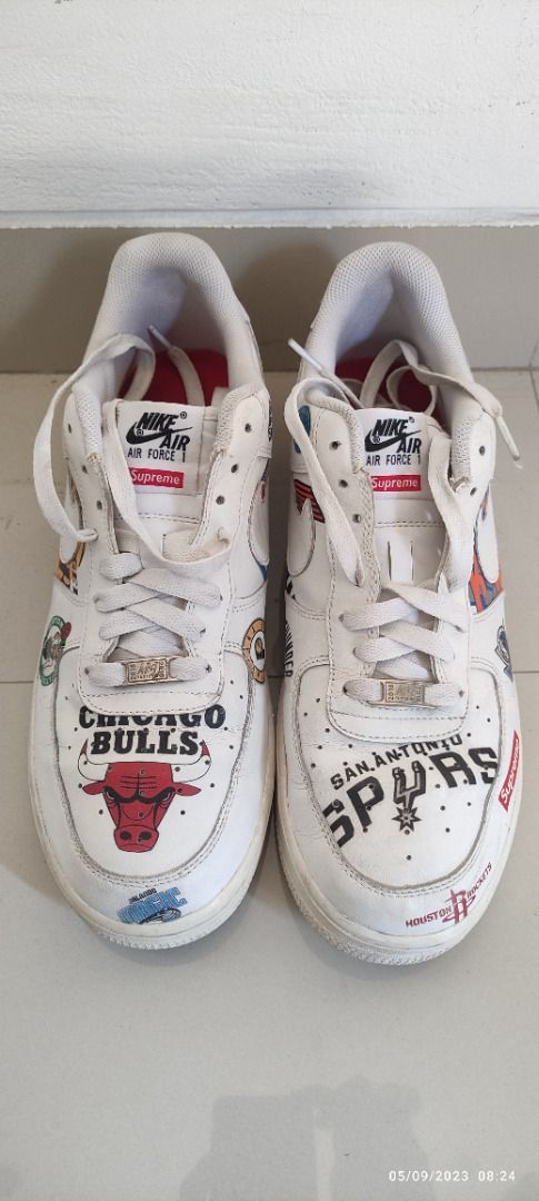 Nike Air Force x Supreme x NBA, Fesyen Pria, Sepatu Sneakers