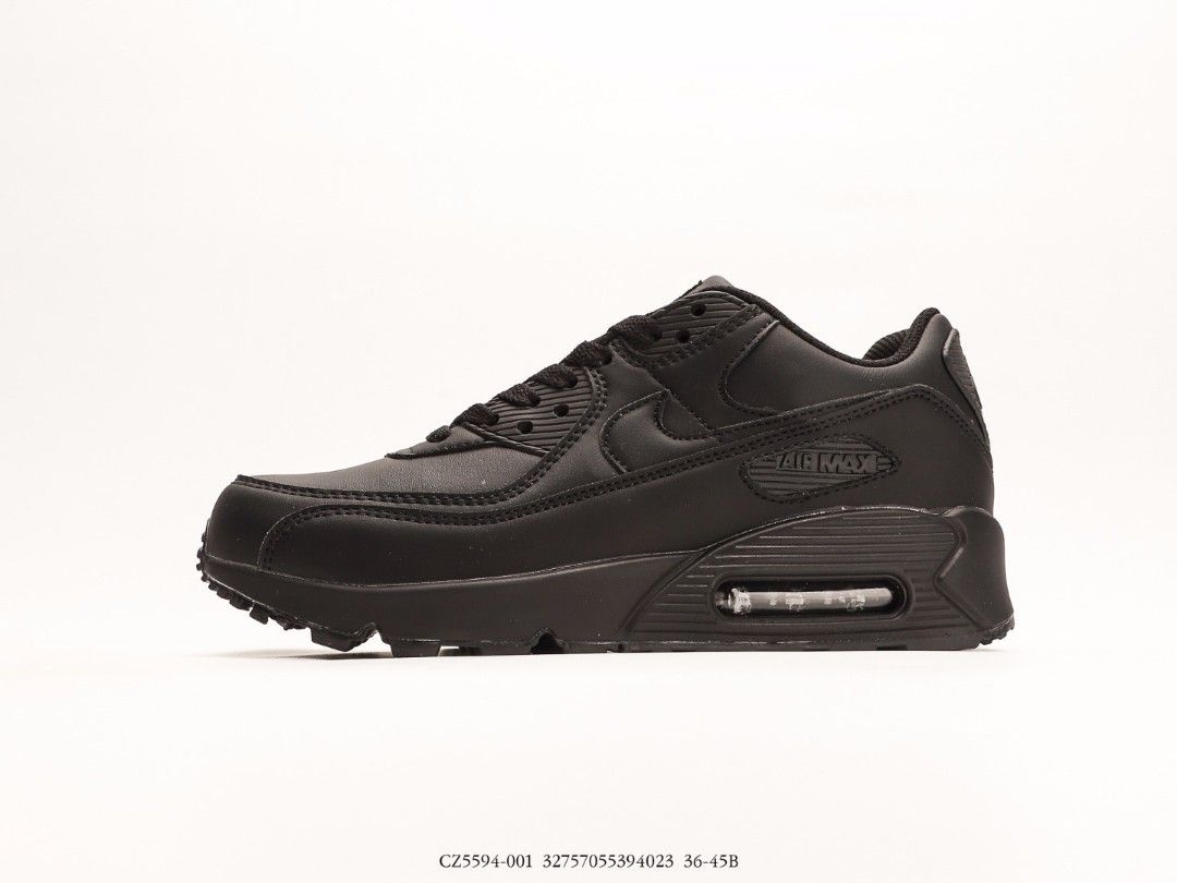 Nike Air Max 90 Leather Triple Black Shoes US 5.5 US 11 Men s