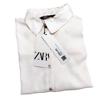 Original New Zara Kemeja Wanita Satin Polos Broken White Jumbo Oversize Big Size