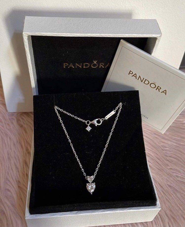 Pandora Sparkling Freehand Heart Necklace 380089C01-45