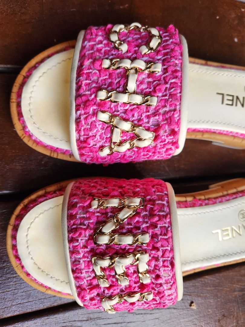 Pink chanel online sandals