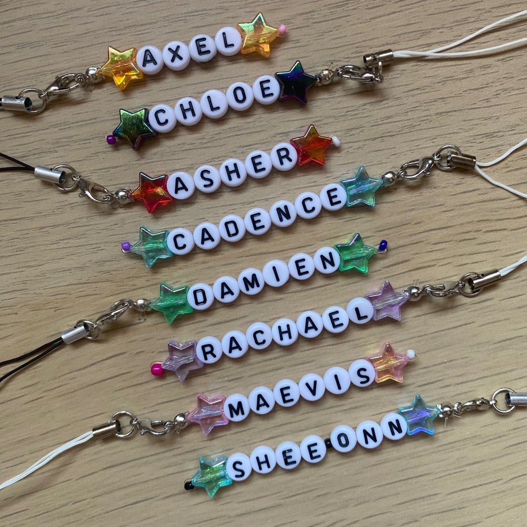 PO Children s Day Holographic Star Beads Keychain Personalised Keychain Customised Keychain Name Keychain Beaded Keychain Affordable Gift