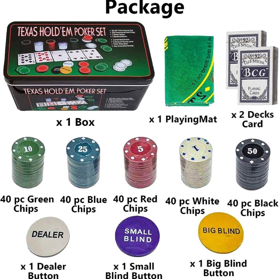 Poker Set Game (Category: Board Games & Puzzles) located in Manila. Submitted by cozzyessentialshopph (Listing ID 1253126186, Image 2). Description: Item: Texan Hold’em Poker Set Price: P799 *Product color may slightly vary due to photographic lighting sources or your monitor settings. 📍 Loc: Ipil Bambang Manila 📍 MOP: GCash, PayMaya, BDO, PNB, BPI 📍 MOD: all SF and booking courier service are c/o by the buyer Option: pick up at the location m