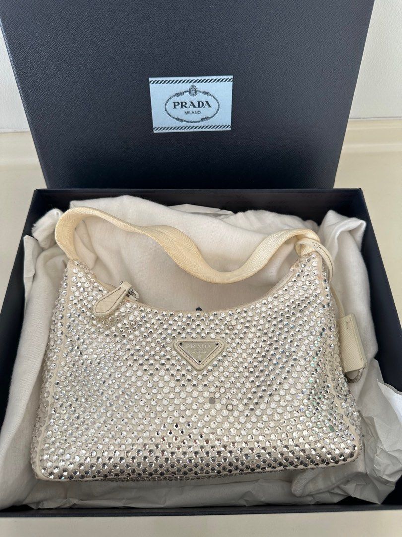 Prada Re-Edition 2000 Crystal Mini Bag White