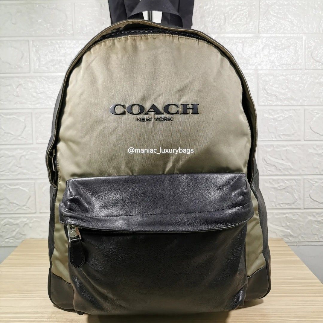 NWT Coach Leather & Nylon Campus Backpack F71674 Surplus / Black