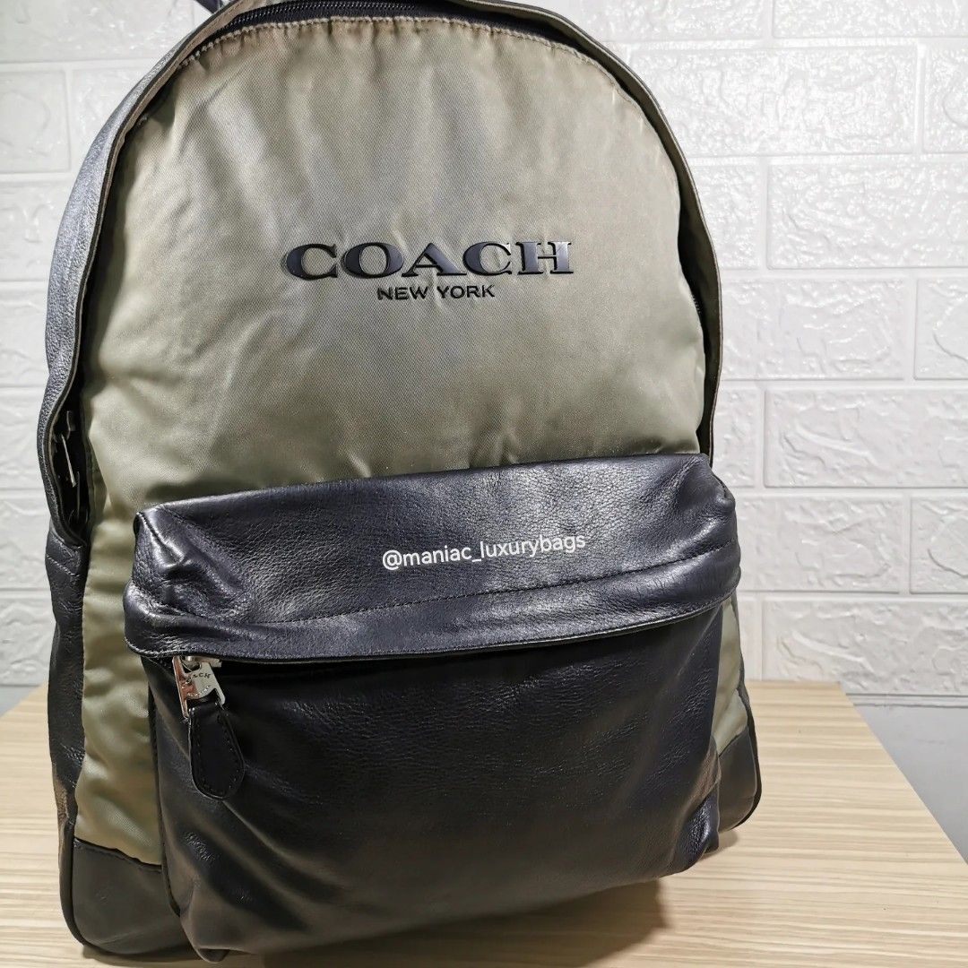 NWT Coach Leather & Nylon Campus Backpack F71674 Surplus / Black