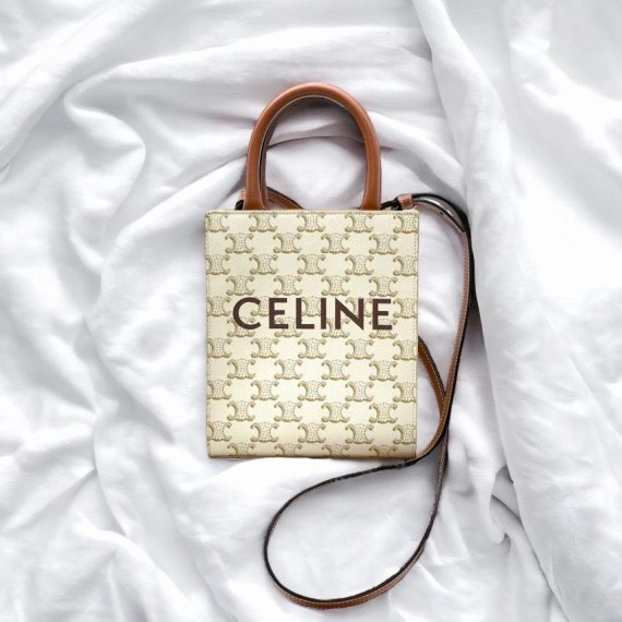 Pre-order] CELINE Triomphe Mini Cabas Tote Bag (White / Gold), Luxury, Bags  & Wallets on Carousell
