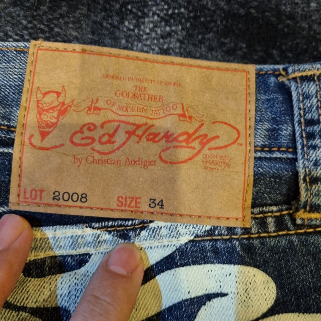 RARE ED Hardy Christian Audigier denim jeans Clearance seluar