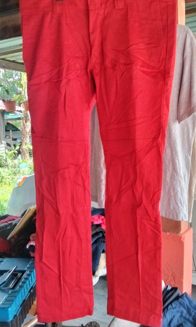 Red Dickies pant slim fit Men s Fashion Bottoms Chinos on