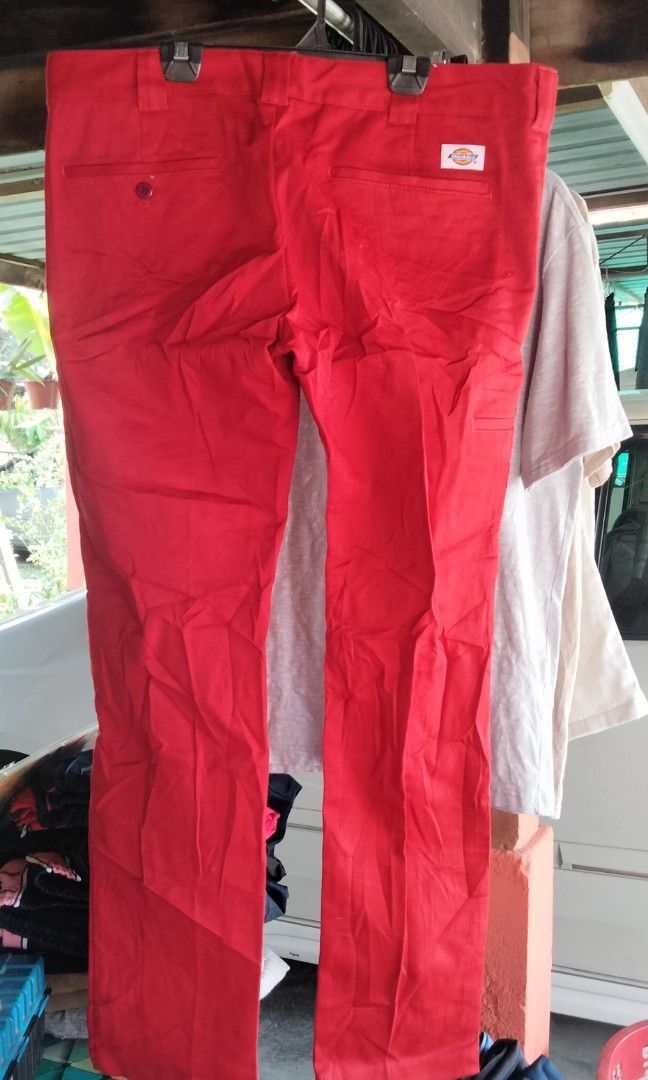 Red Dickies pant slim fit Men s Fashion Bottoms Chinos on