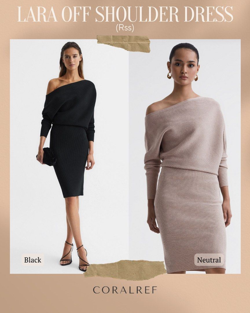 Reiss Lara Off Shoulder Midi Dress in Black Neutral Women s Fashion Dresses Sets Dresses on Carousell