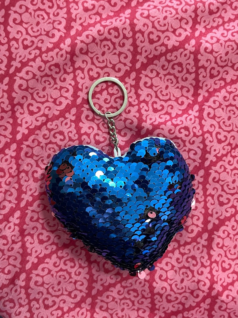 Sequin hot sale heart keychain