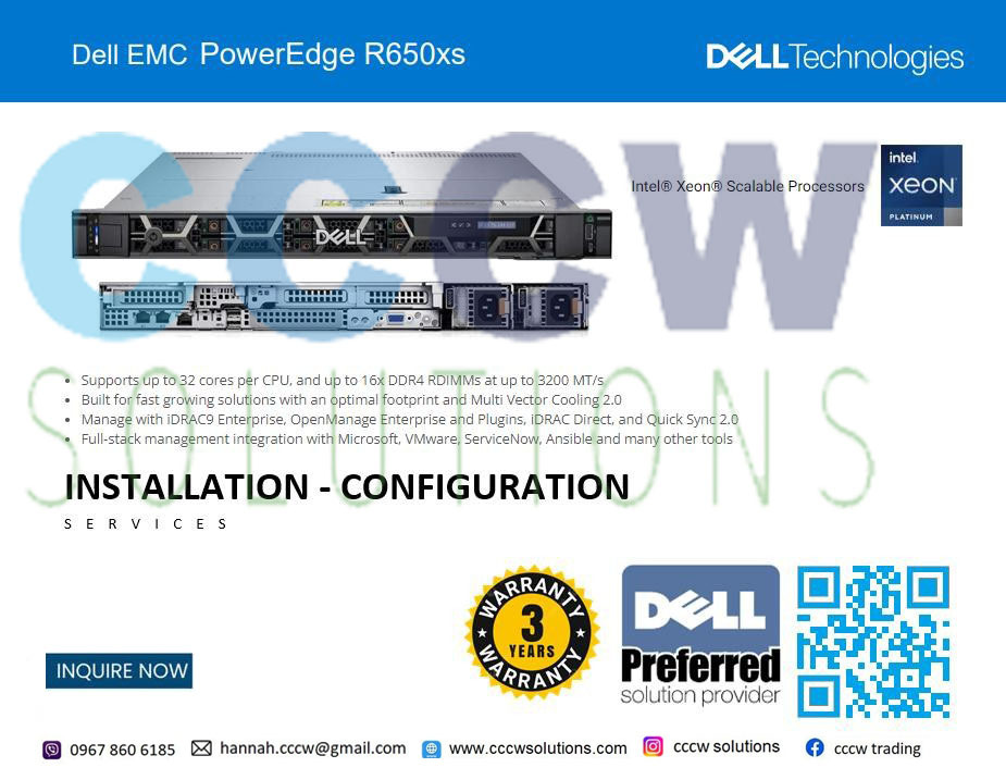 Server- PowerEdge R650xs Silver 4310 Intel Xeon Silver 4310 2.1G, 12C ...