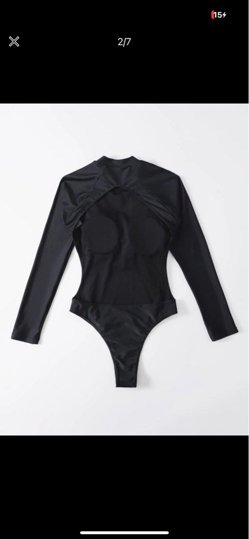 SHEIN Plain High Neck One Piece Swimsuit (Category: Bikinis & Swimsuits) located in Pateros City. Submitted by lelieldbj (Listing ID 1253154789, Image 3). Description: Original Price: 600 RFS: Wrong Size Product Measurement Length:29.3/5.1 inch, Sleeve Length:25.2 inch, Bust:32.7 inch, Waist Size:29.5-41.3 inch, Hip Size:31.5 inch.