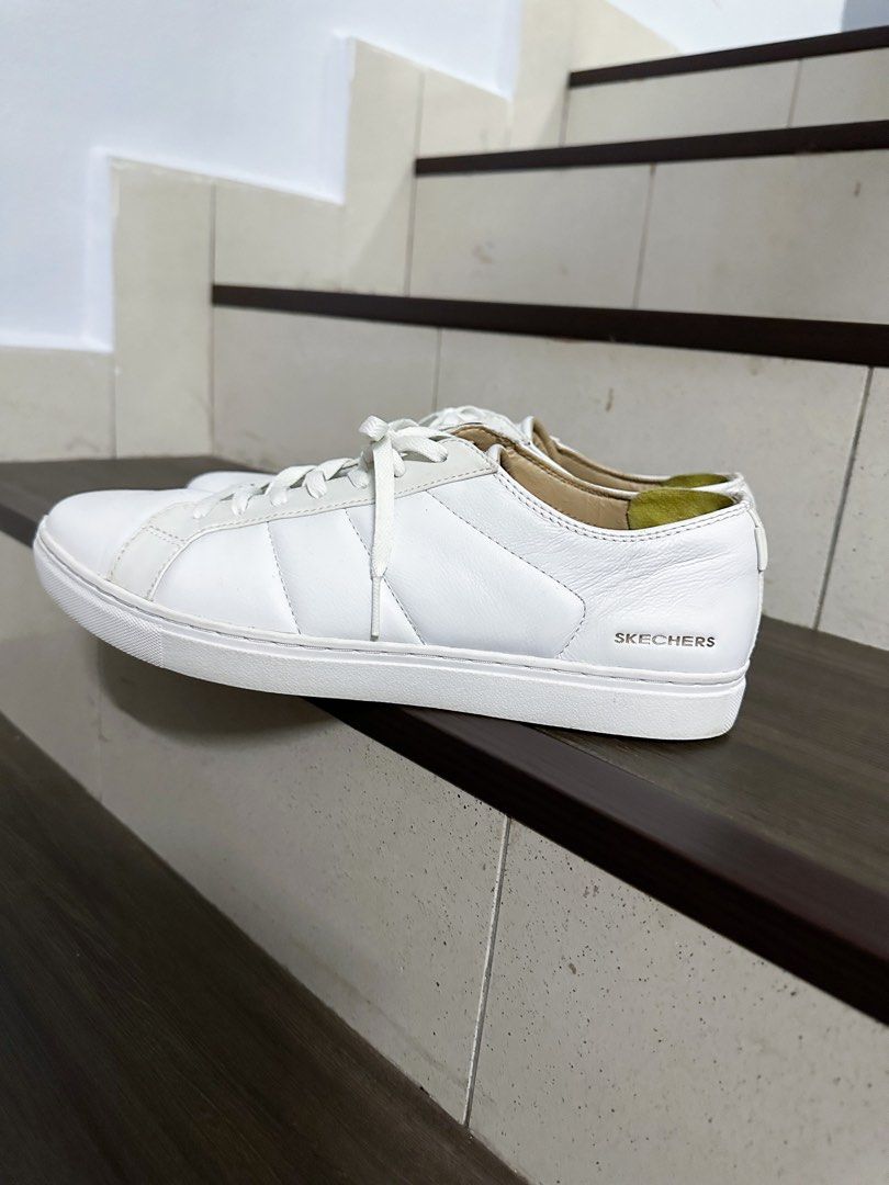 Skechers white leather sneakers size UK9 Men s Fashion Footwear