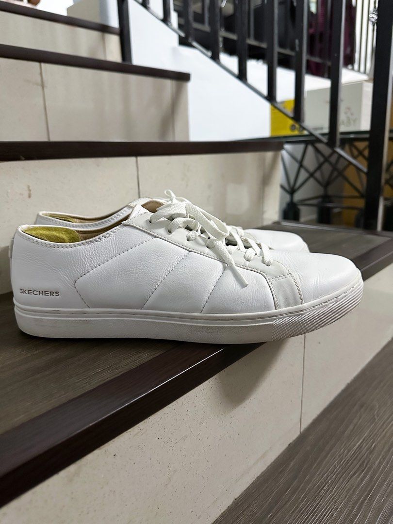 Skechers white leather sneakers size UK9 Men s Fashion Footwear