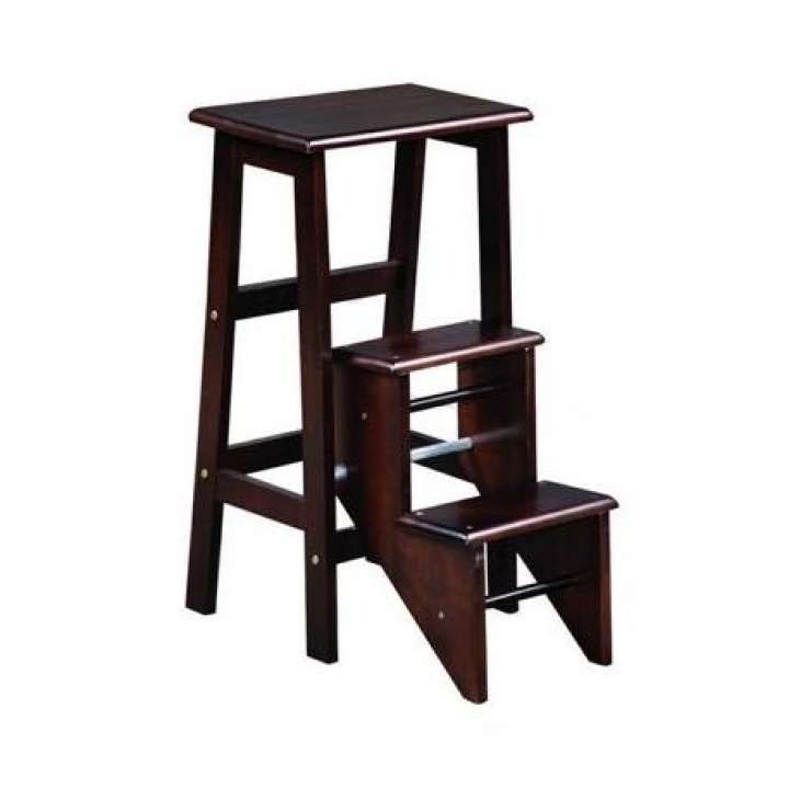 Solid Wood Step Chair Ladder Stool walnut furniture, Furniture & Home ...