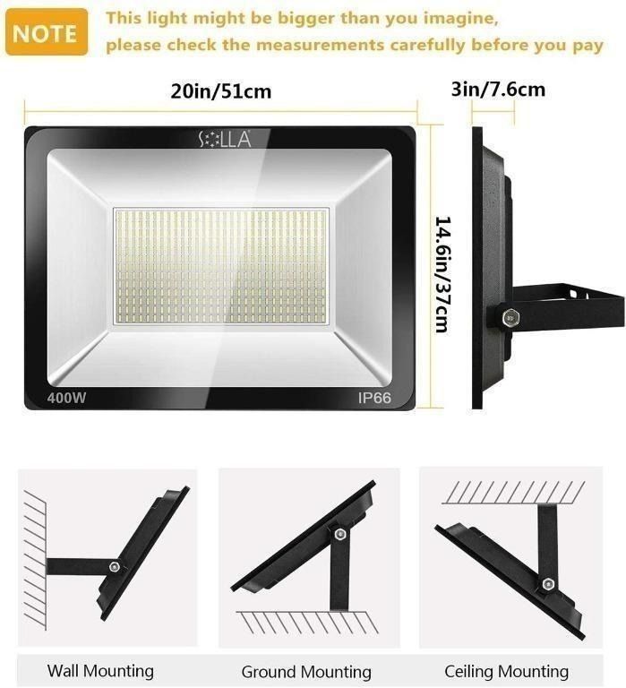 SOLLA 400W LED Flood Light IP66 Waterproof 32000lm 2140W