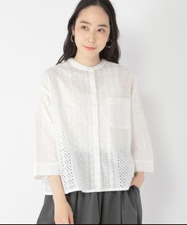 studio CLIP優雅蕾絲緹花洞洞襯衫上衣