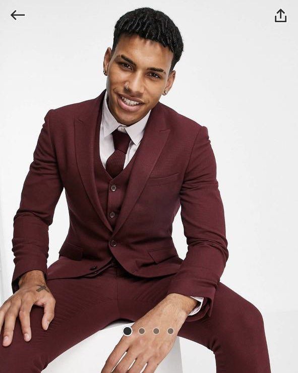 Super Skinny 3 Piece Suit Burgundy Men s Fashion Coats
