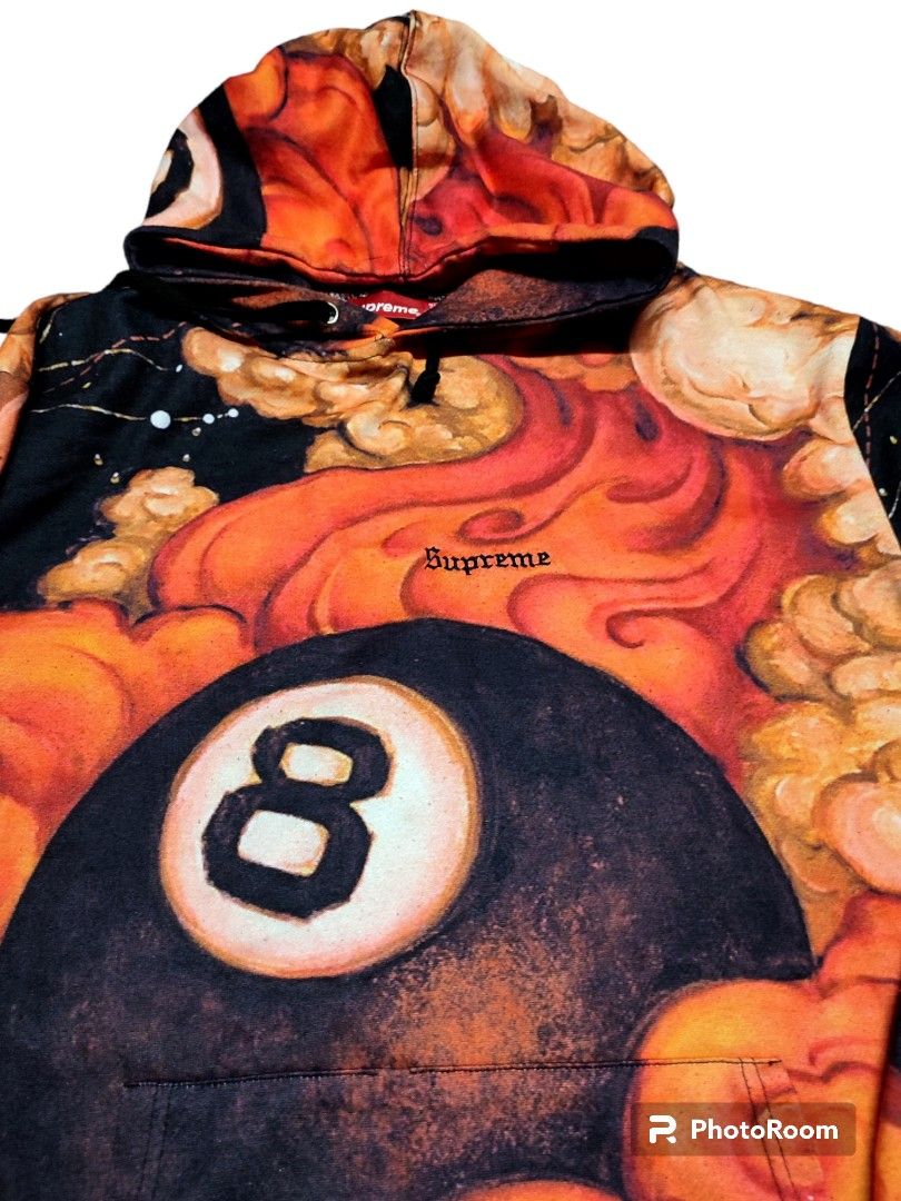 Supreme X Martin Wong 8 Ball Hooded Sweatshirt, Men's Fashion