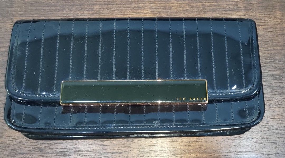 Ted Baker black patent leather clutch purse handbag Women s
