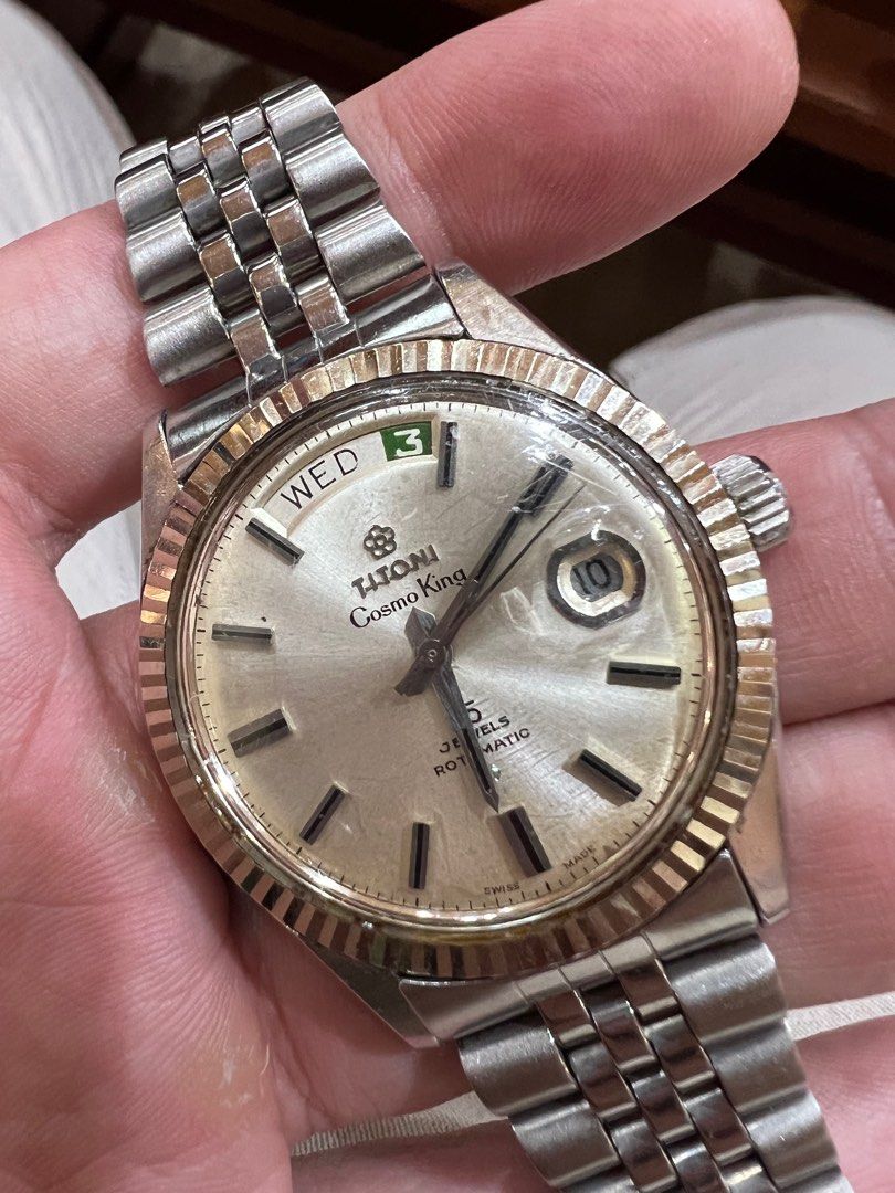 Titoni day date 14k gold rim large 38mm