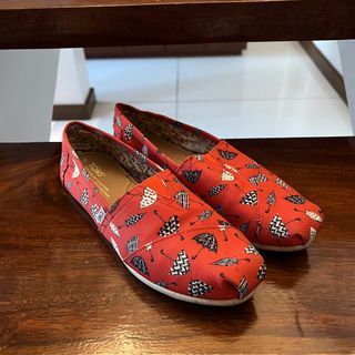 TOMS Espadrilles in Red with Umbrella Design