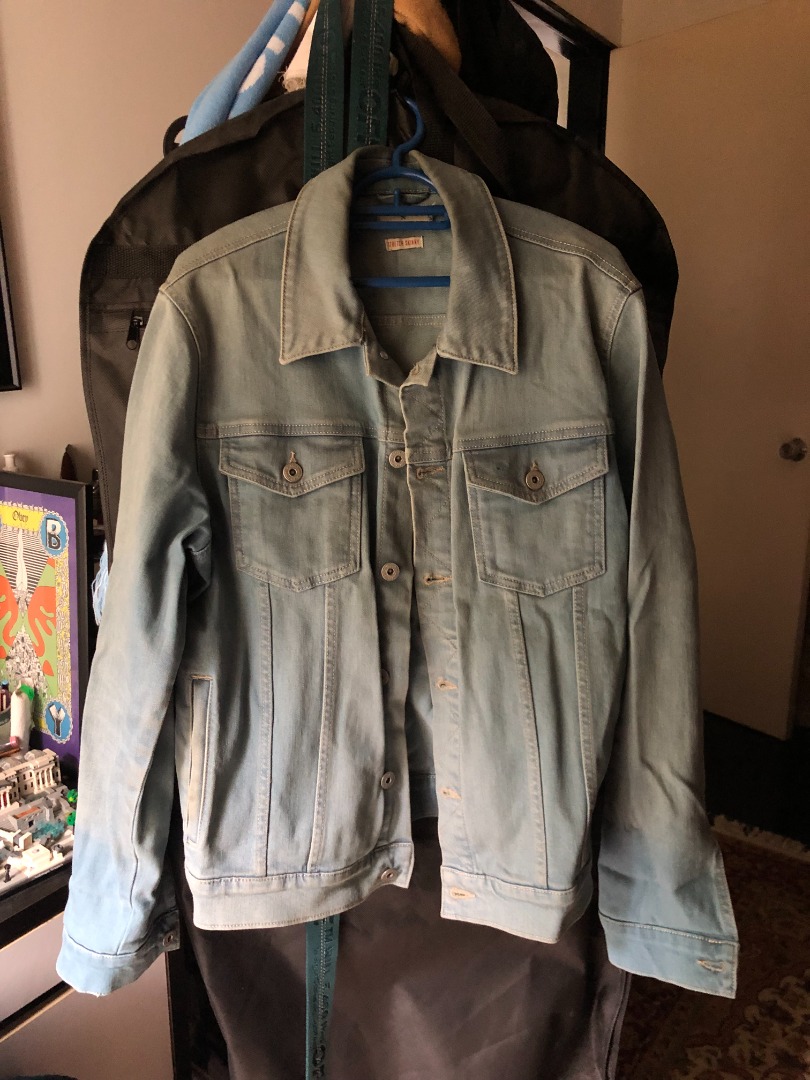 Topman green denim jacket sales