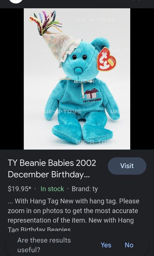 Ty Beanie Babies 2002 December Birthday