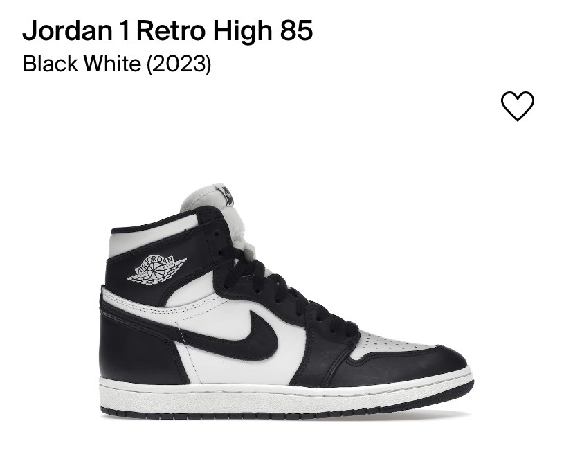 Jordan 1 Retro High 85 Black White (2023)