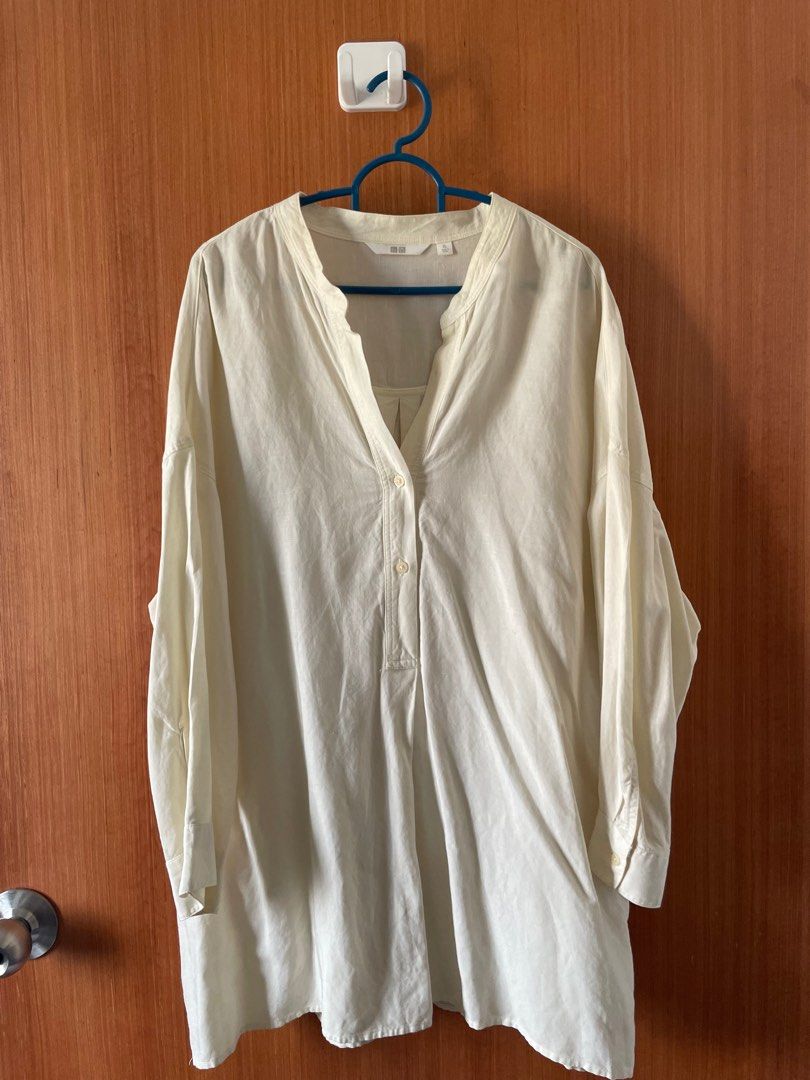 Uniqlo Linen Blend Skipper Collar Blouse, Women's Fashion, Tops, Blouses on  Carousell