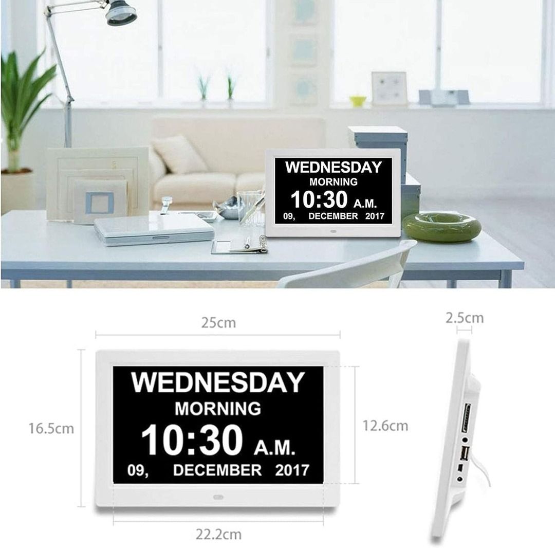 YCOO [New Version] 10.1 inch Calendar Digital Day Clock with Custom