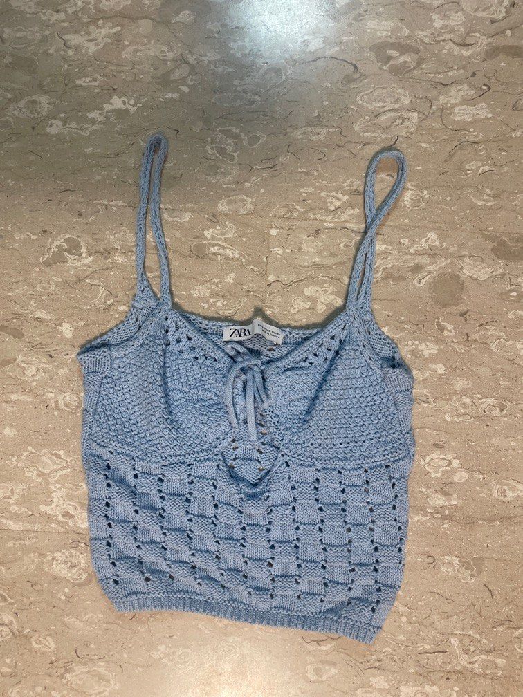 Zara baby blue crochet top