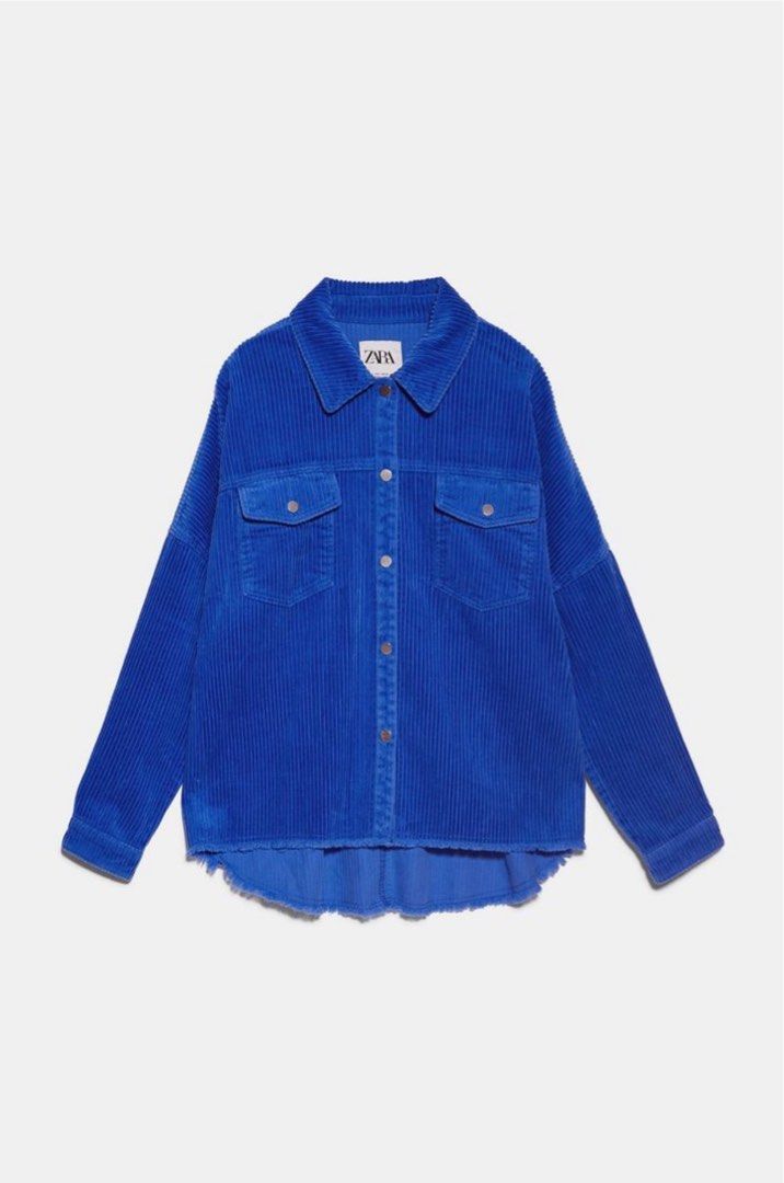 Zara Blue Corduroy Women s Fashion Coats Jackets and Outerwear on Carousell
