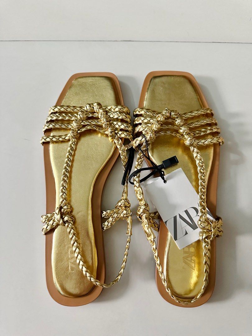 Zara Flat Braided Slider Sandals on Carousell