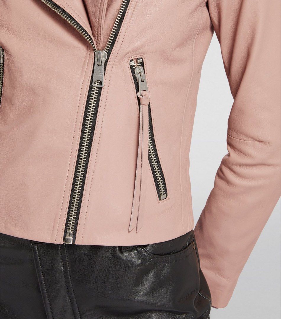 All saints blush sales pink leather jacket