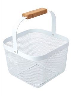 Anko Wire Mesh Basket  Mesh design Top carry handle Iron with epoxy powder coating and bamboo Clean according to given instructions Imported  SPECIFICATIONS 31cm (H) x 24cm (W) x 24cm (D)  Php 500