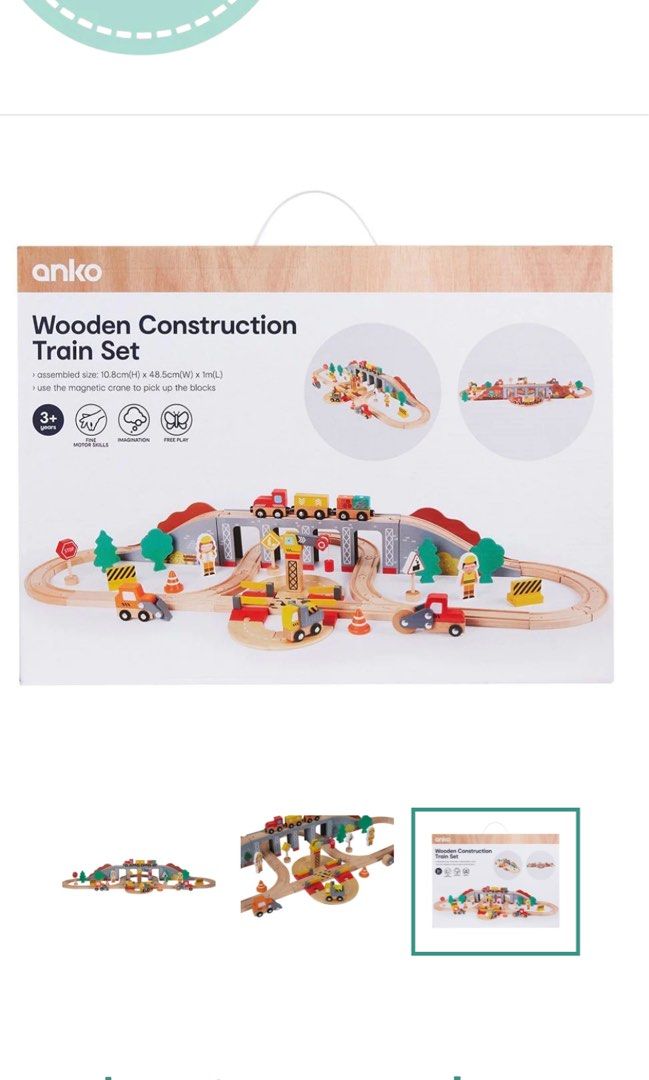 Anko Wooden Construction Train Set, Hobbies & Toys, Toys & Games on