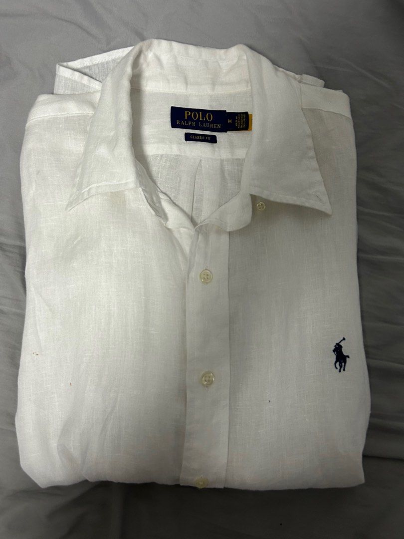 Ralph lauren white linen outlet shirt
