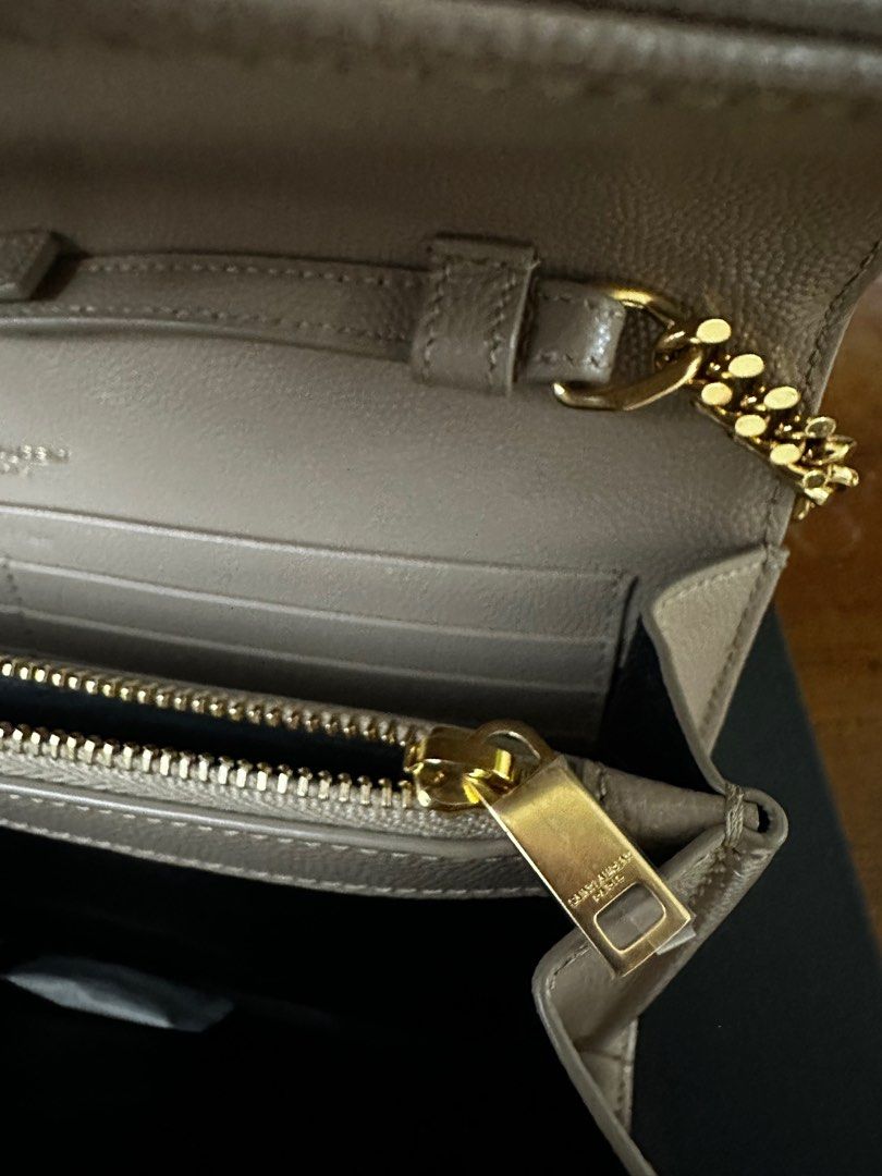 YSL 25S CASSANDRE LARGE ENVELOPE POUCH 29 IN DARK TAUPE CALFSKIN GOLD HARDWRE