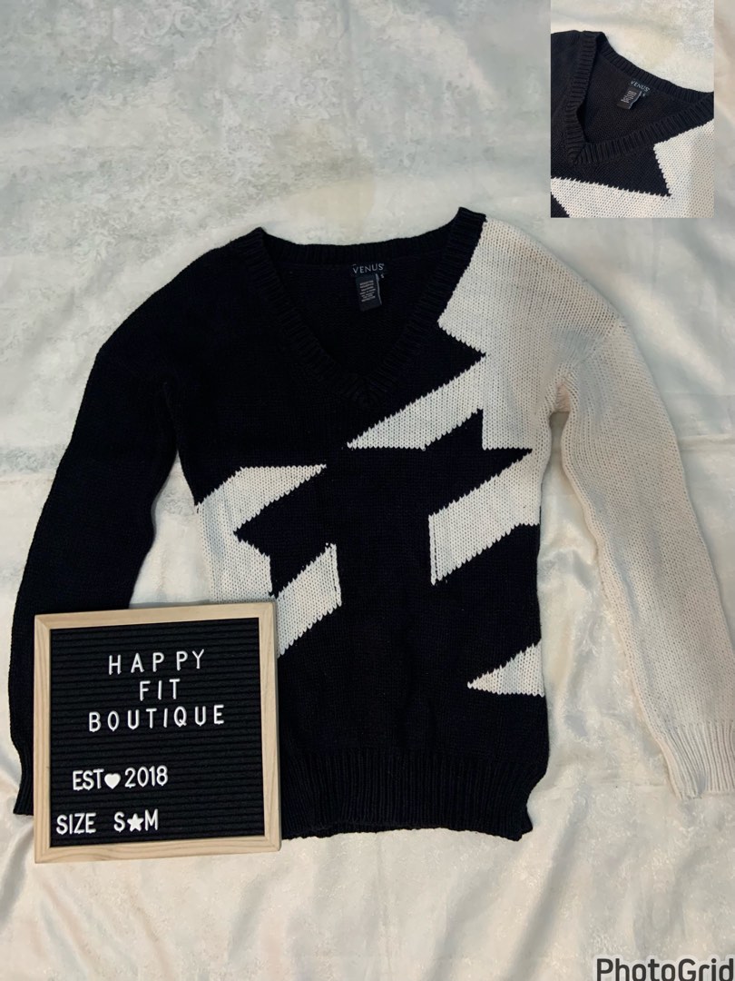 Let it Be Knit Aztec Black/White Sweater
